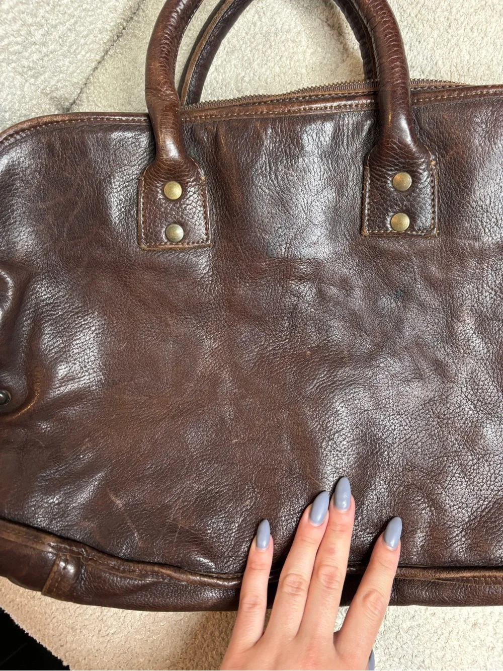 Will Leather Goods Vintage Leather Briefcase Messenger Bag Dark Brown